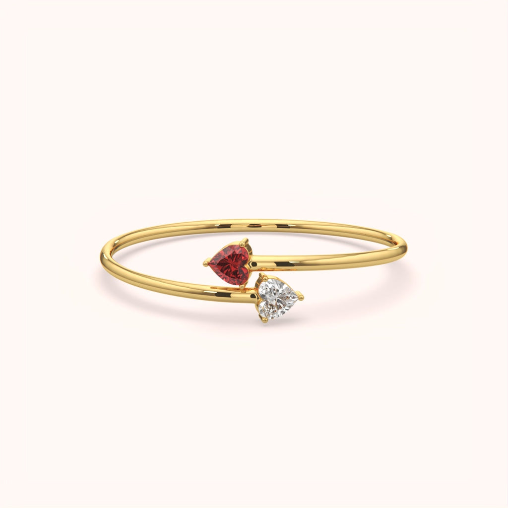 Twin Heart Open  Bangle