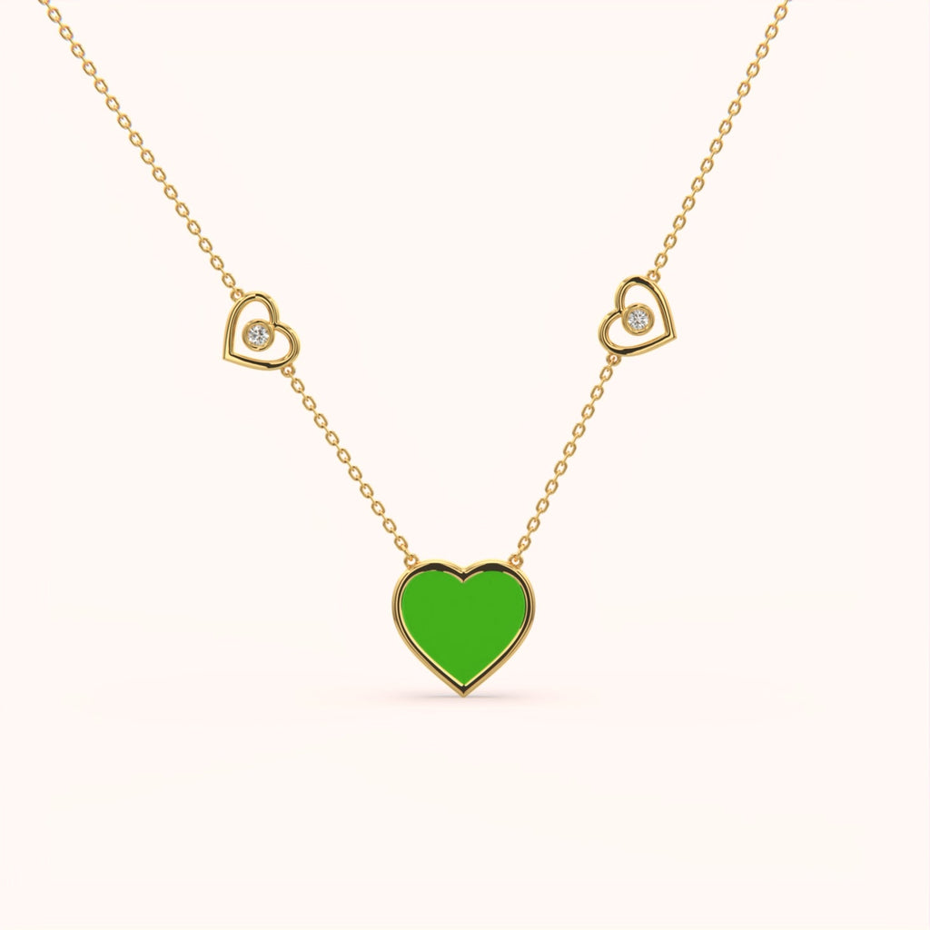 Green Enamel Heart Necklace