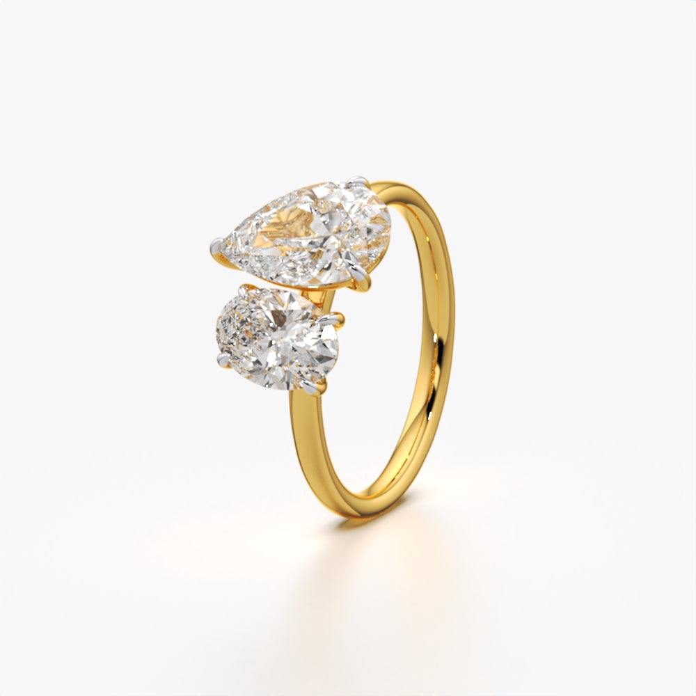 Pear & Oval Diamond Toi et Moi Ring