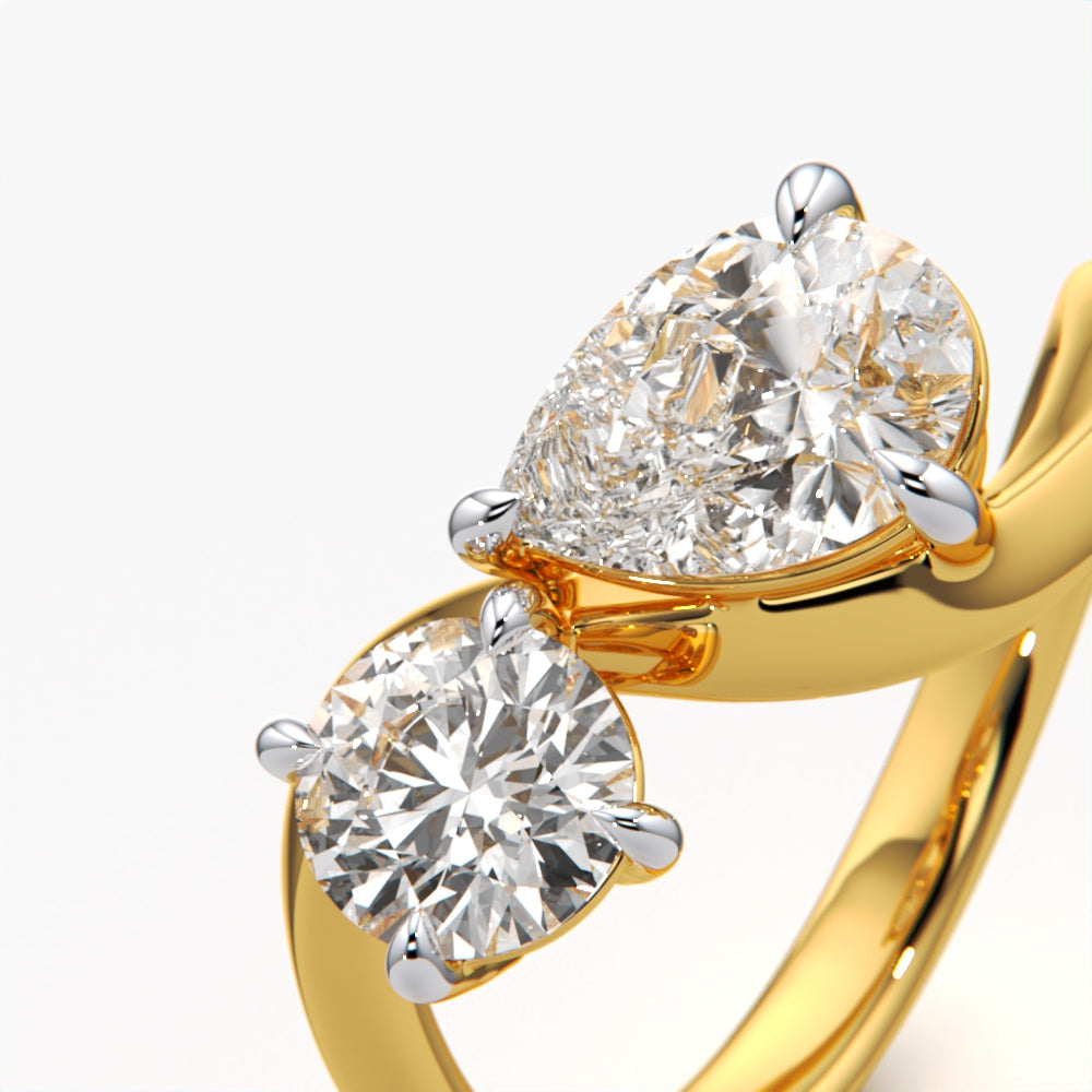 18K Gold Vermeil Dual Stone Harmony Ring