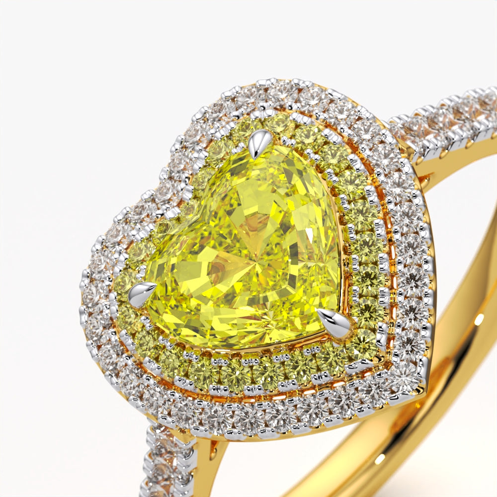 Yellow Heart Halo Ring