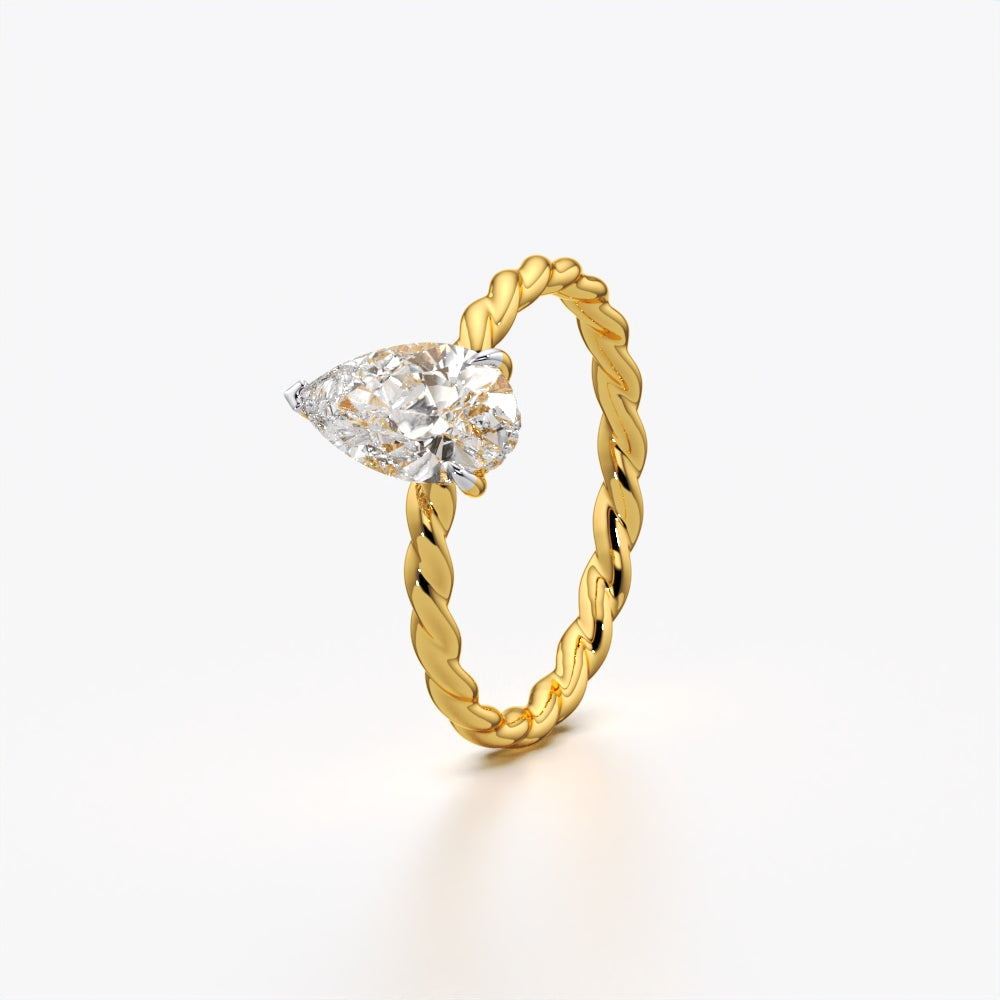 Twisted Pear Diamond Ring