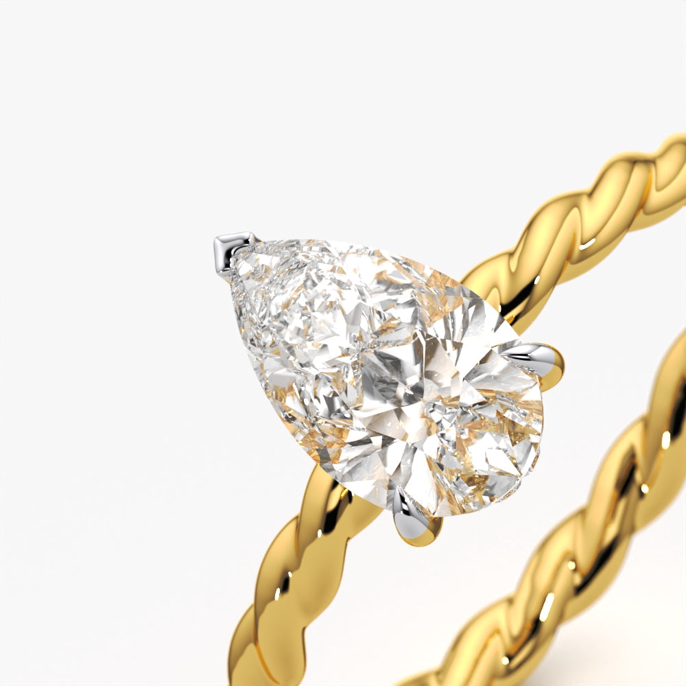 Twisted Pear Diamond Ring