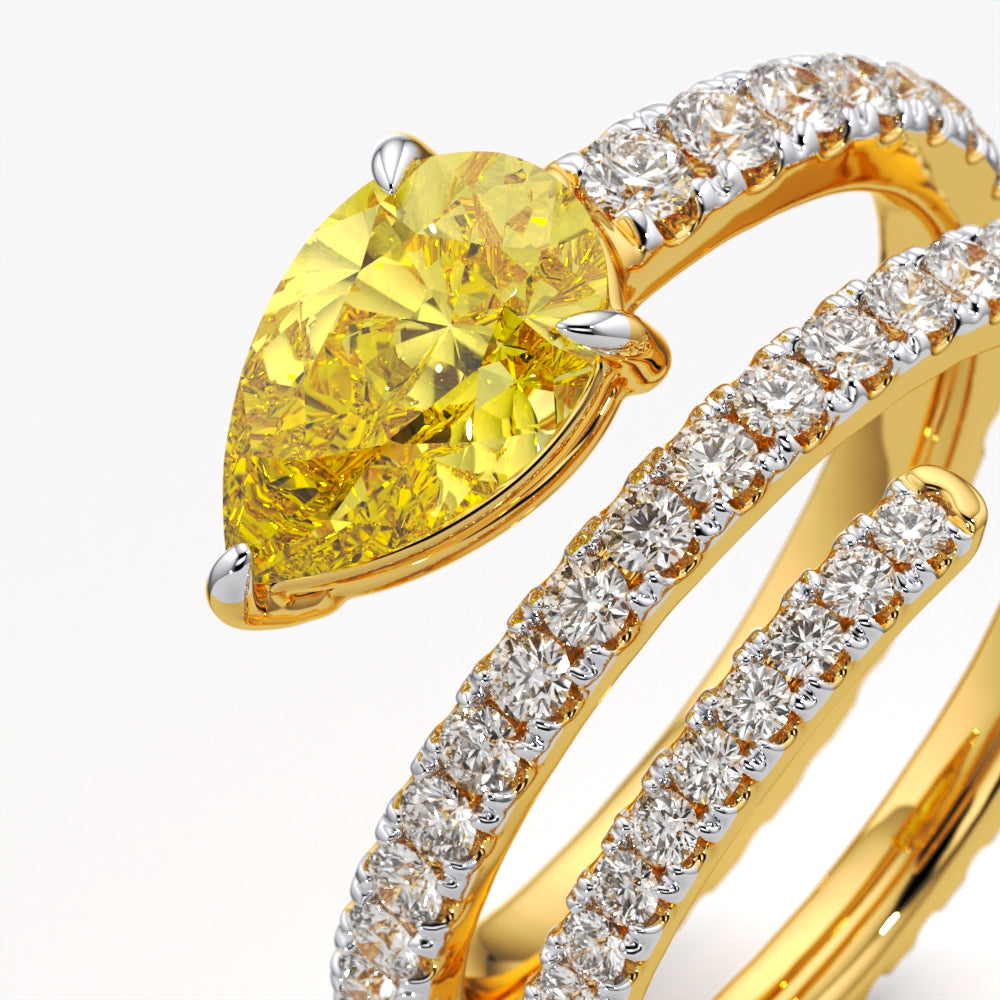 Pear Yellow Diamond Ring