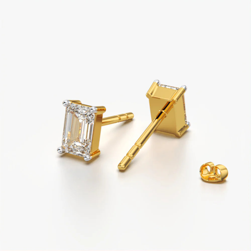 Emerald-Cut Sparkle Stud