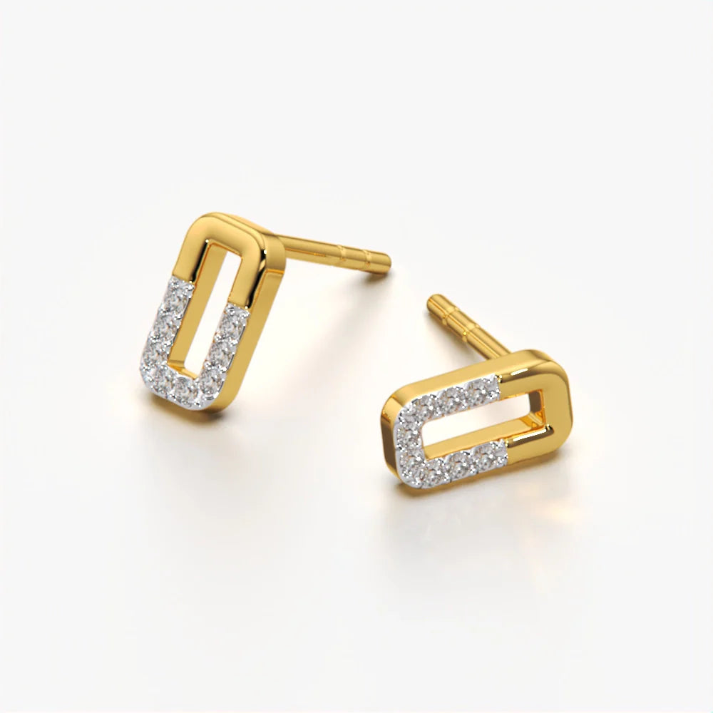 Geometric Diamond Stud Earrings