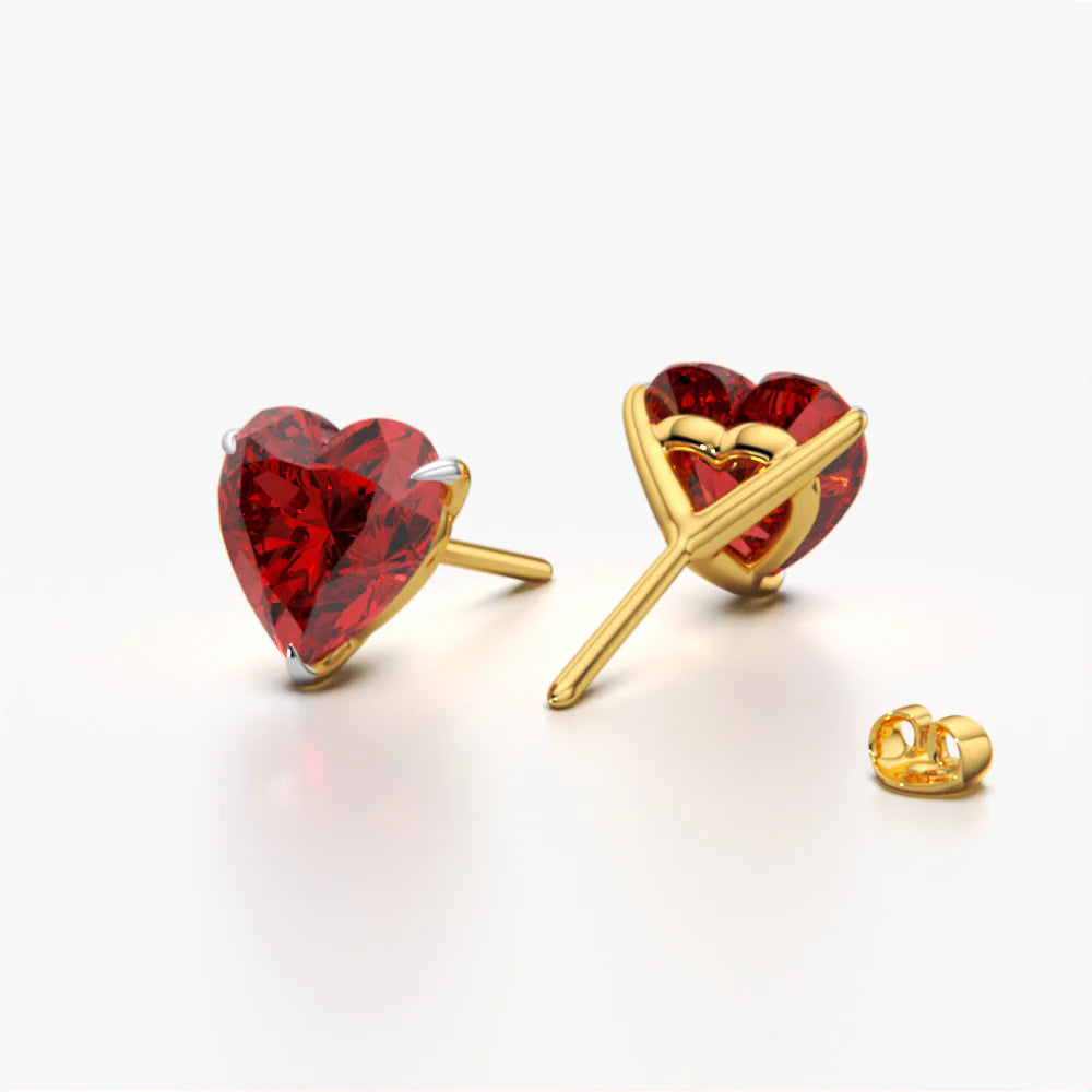 18K Gold Vermeil Heart Diamond Studs