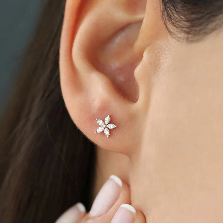 Floral Diamond Stud Earrings