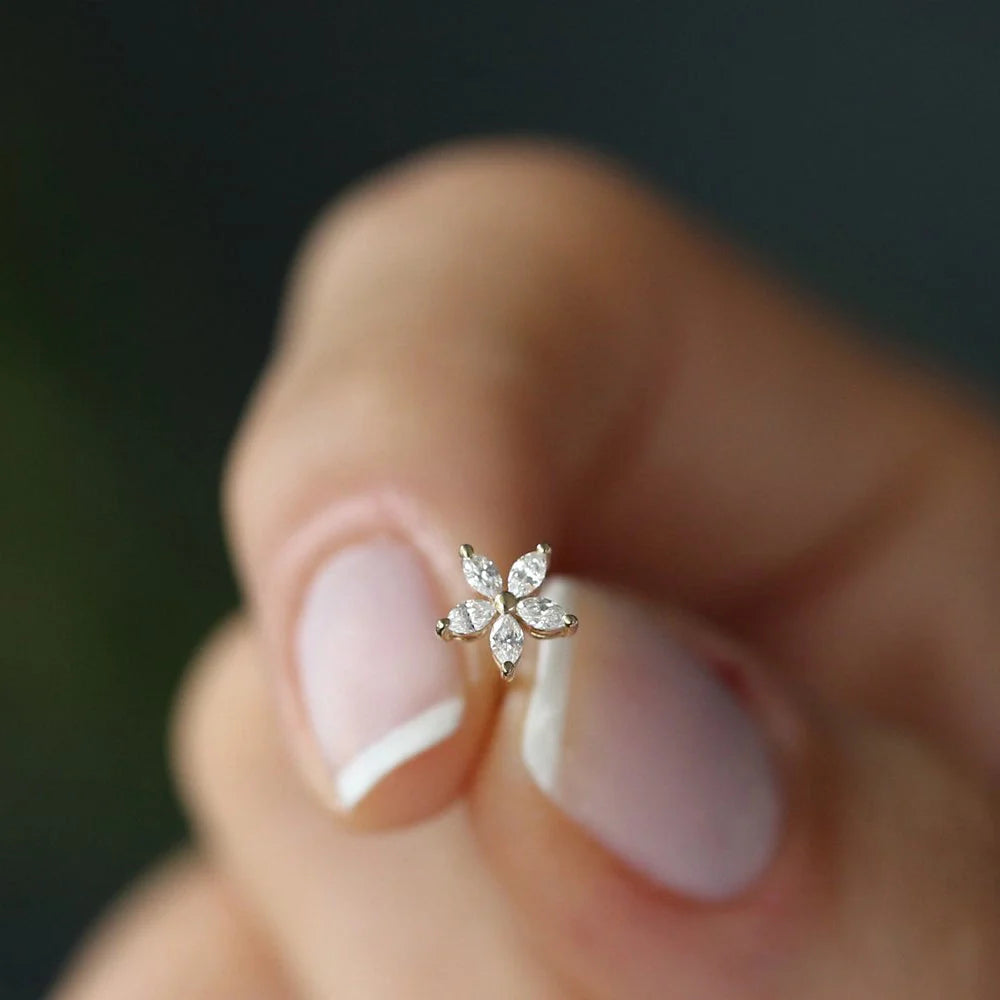 Floral Diamond Stud Earrings