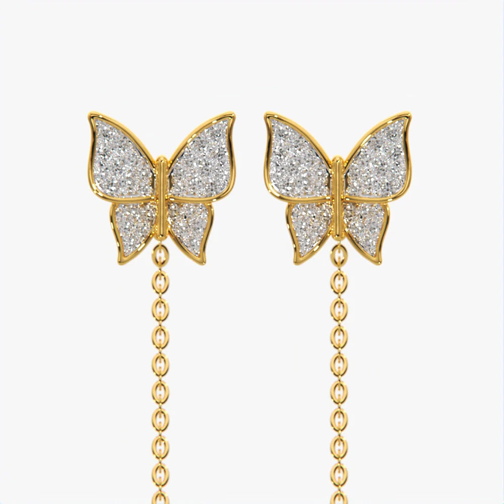Diamond Butterfly Threader Earrings