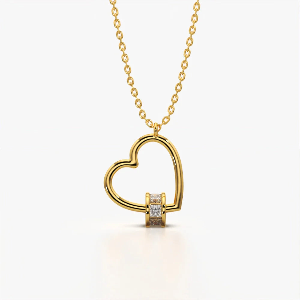 Floating Heart Diamond Necklace