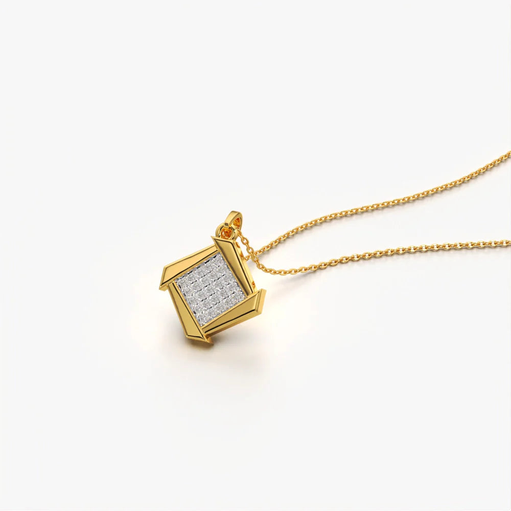 Radiant Grid Charm Necklace