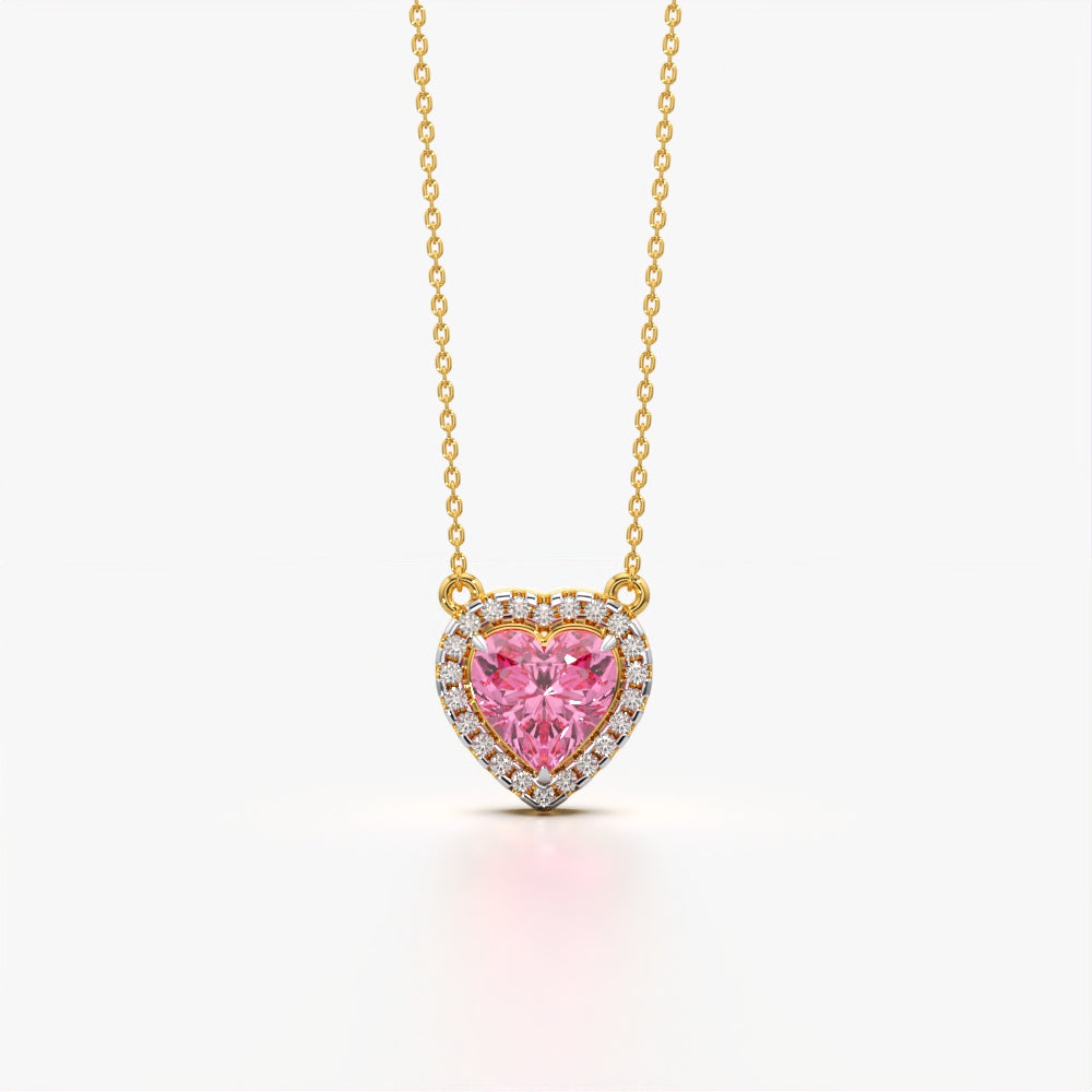 Halo Setting Heart Necklace