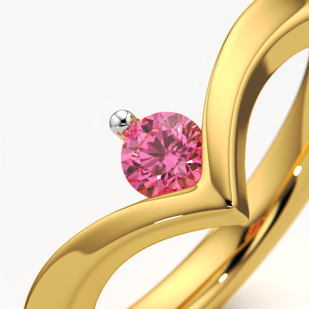 V-Shaped Single Diamond Ring