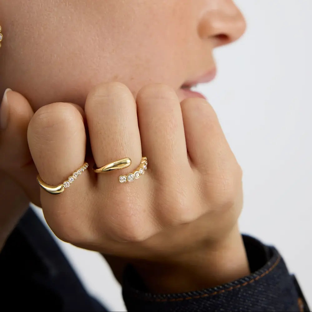 Sparkling Open Curve Ring