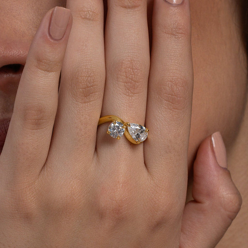 18K Gold Vermeil Dual Stone Harmony Ring