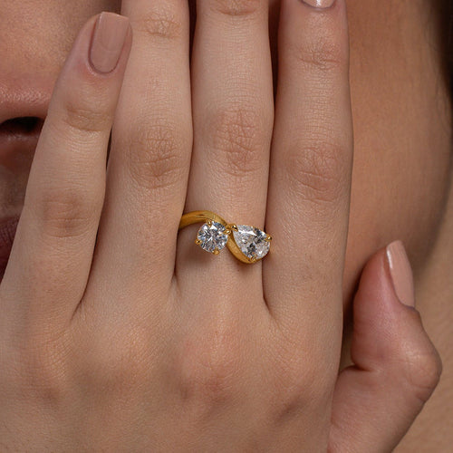 18K Gold Vermeil Dual Stone Harmony Ring