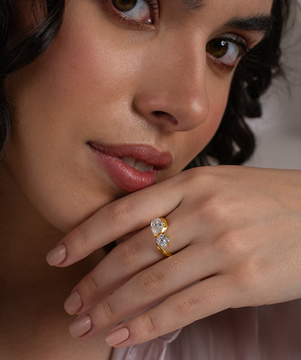18K Gold Vermeil Dual Stone Harmony Ring