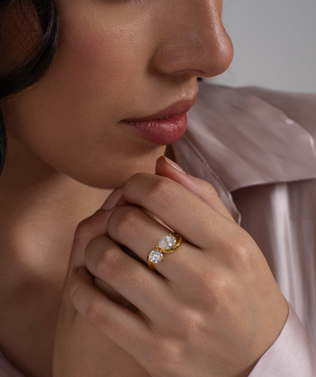 18K Gold Vermeil Dual Stone Harmony Ring