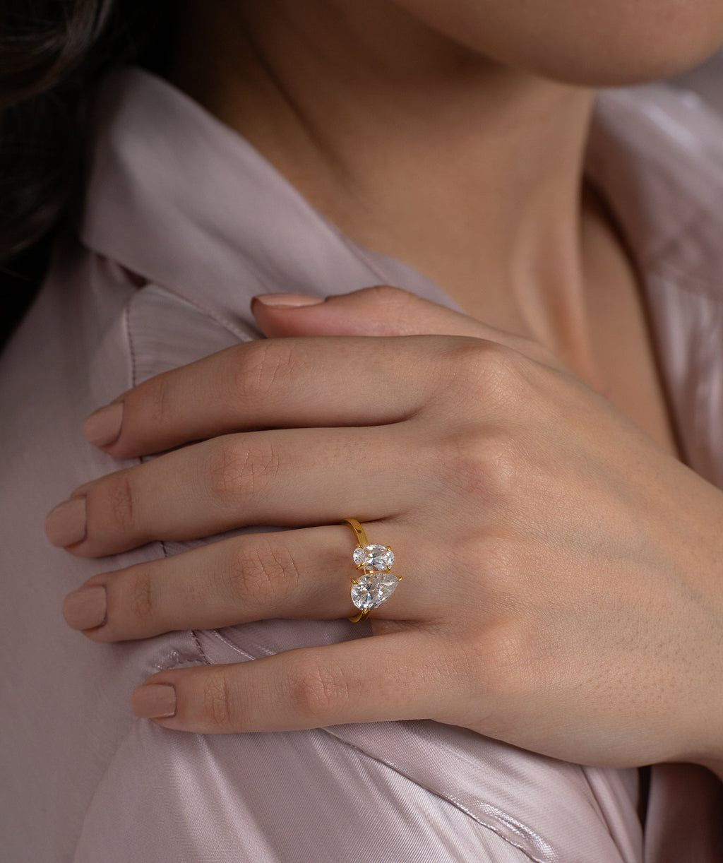 Pear & Oval Diamond Toi et Moi Ring