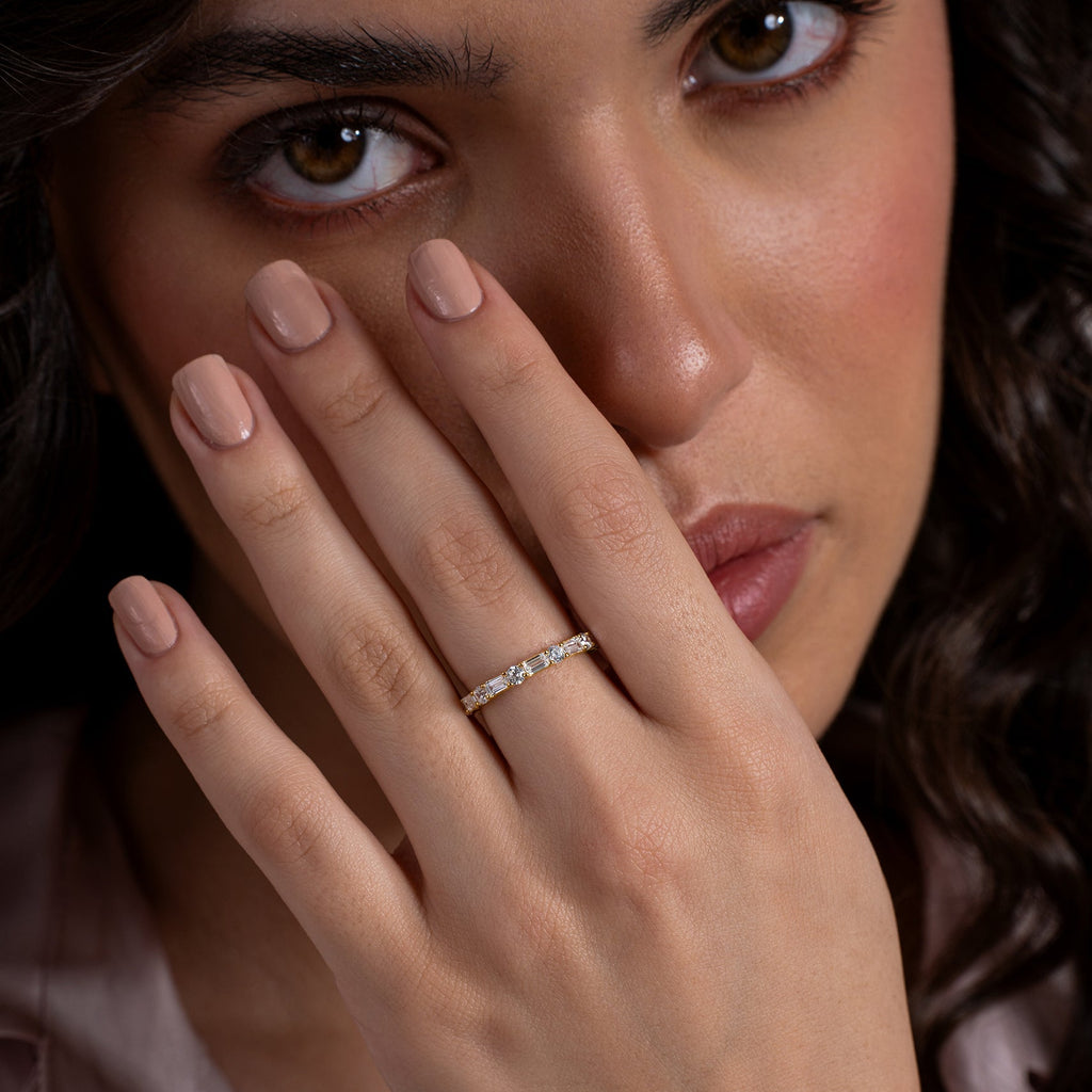 Elegant 18K Gold Vermeil Diamond Band