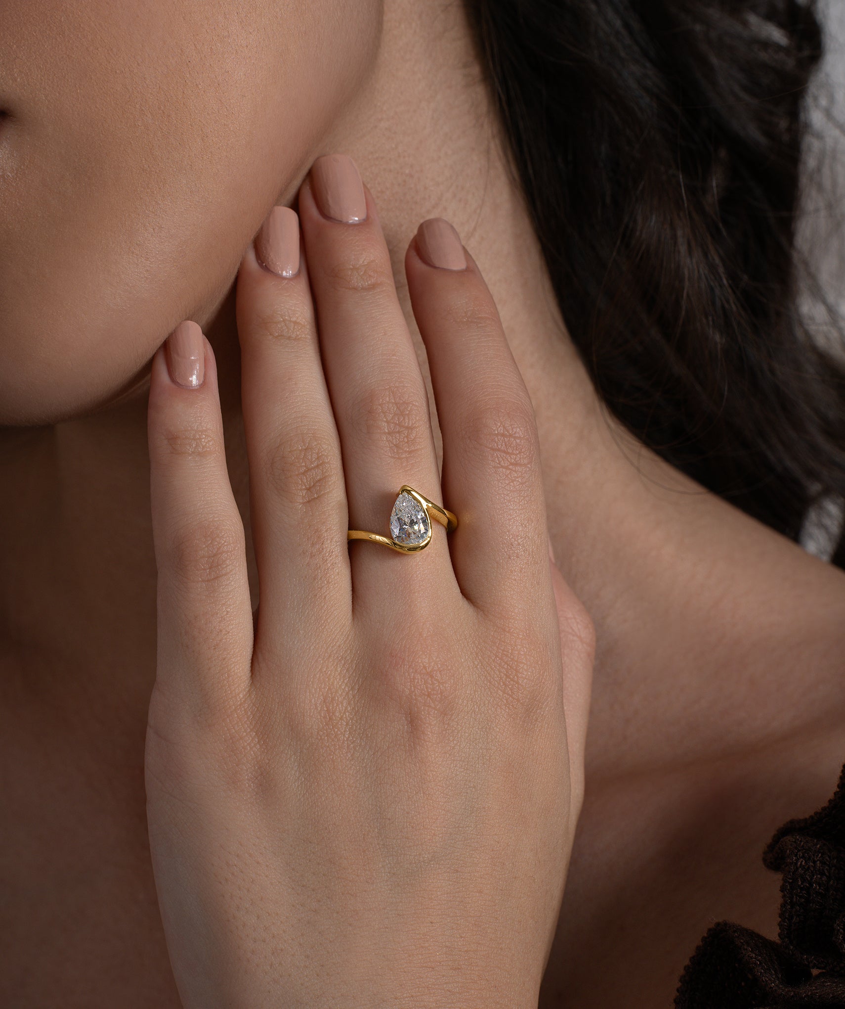 Embrace of Light Pear Diamond Ring