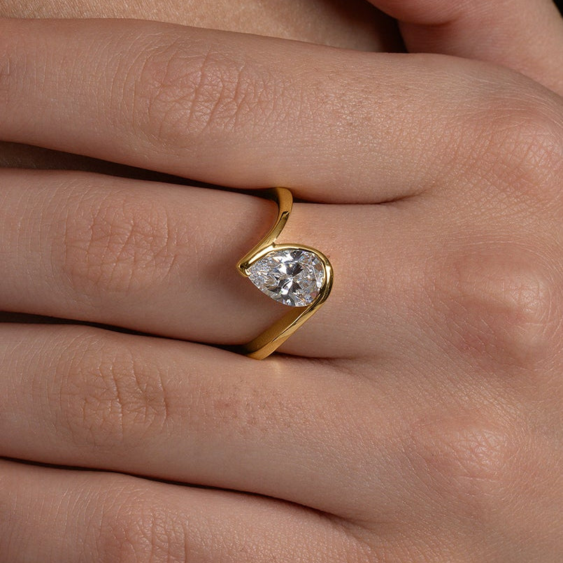 Embrace of Light Pear Diamond Ring