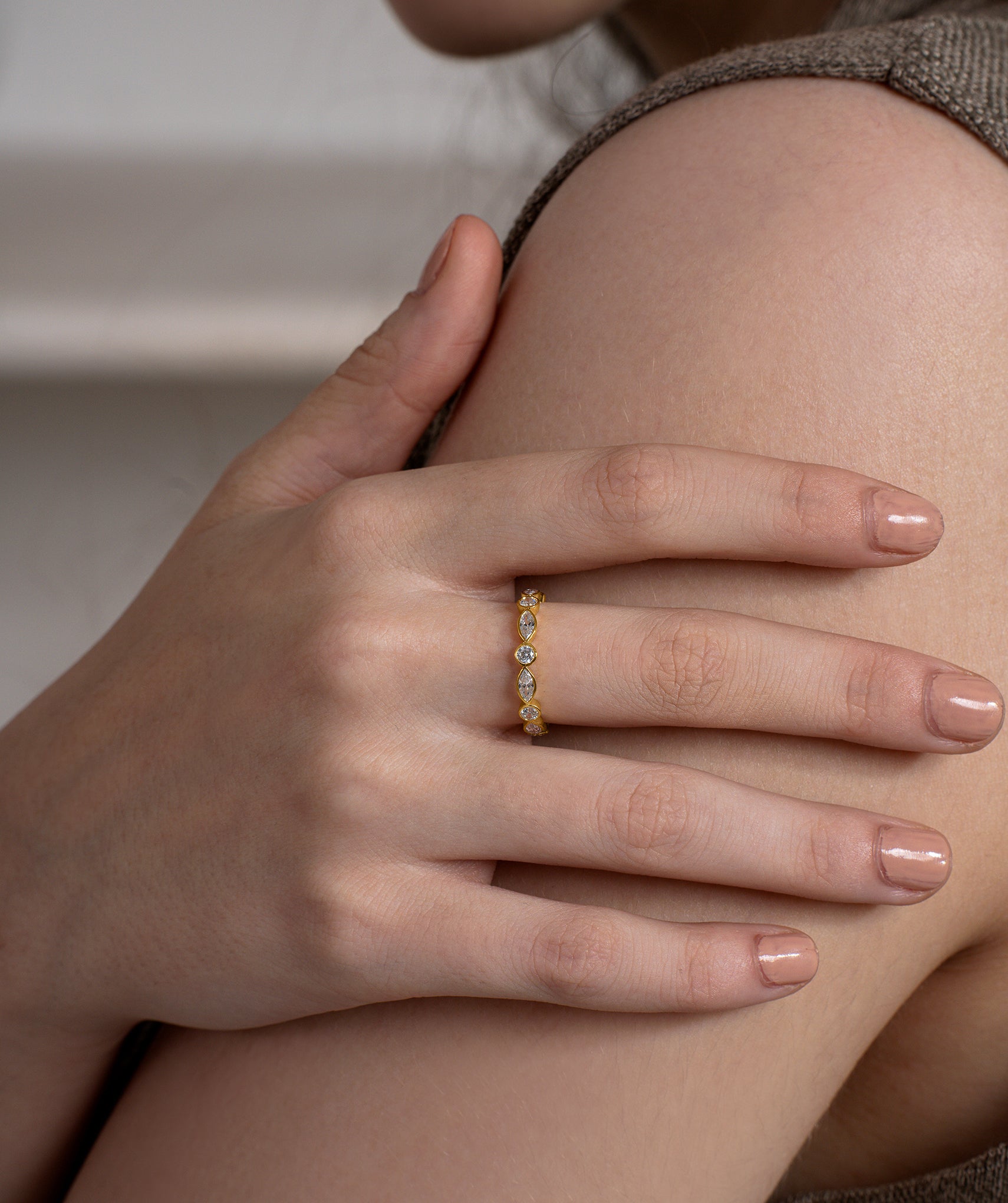 18K Gold Vermeil Marquise Diamond Band