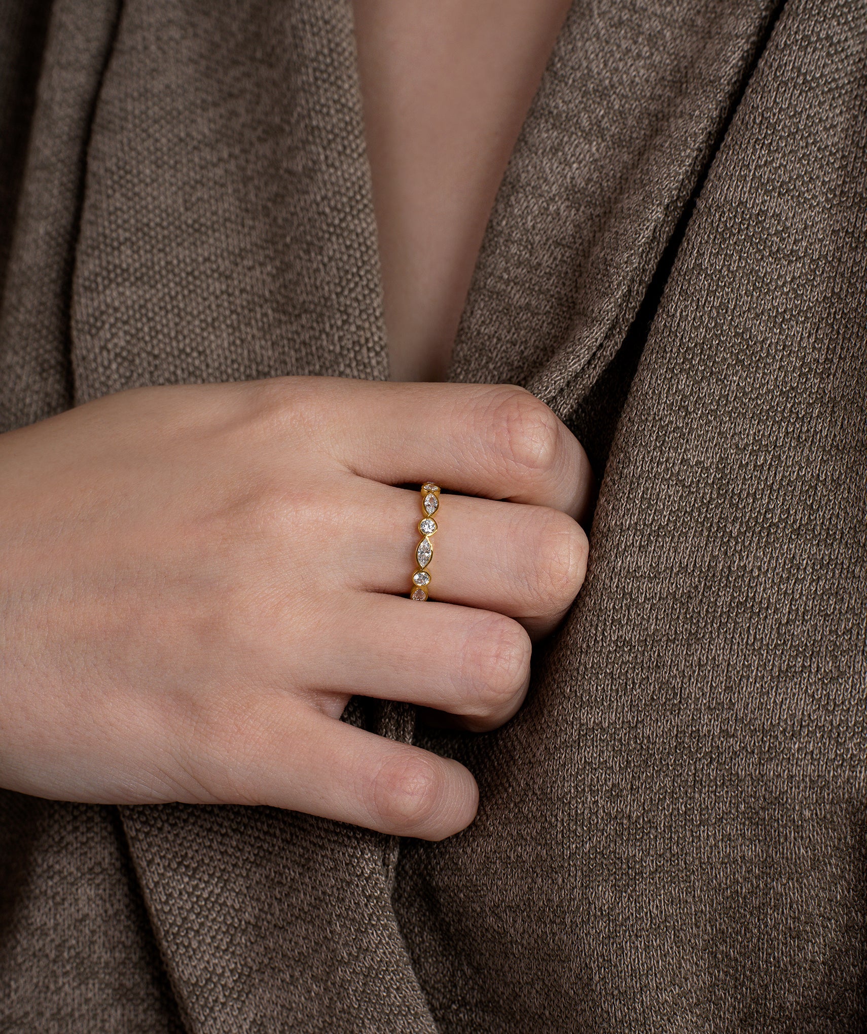 18K Gold Vermeil Marquise Diamond Band