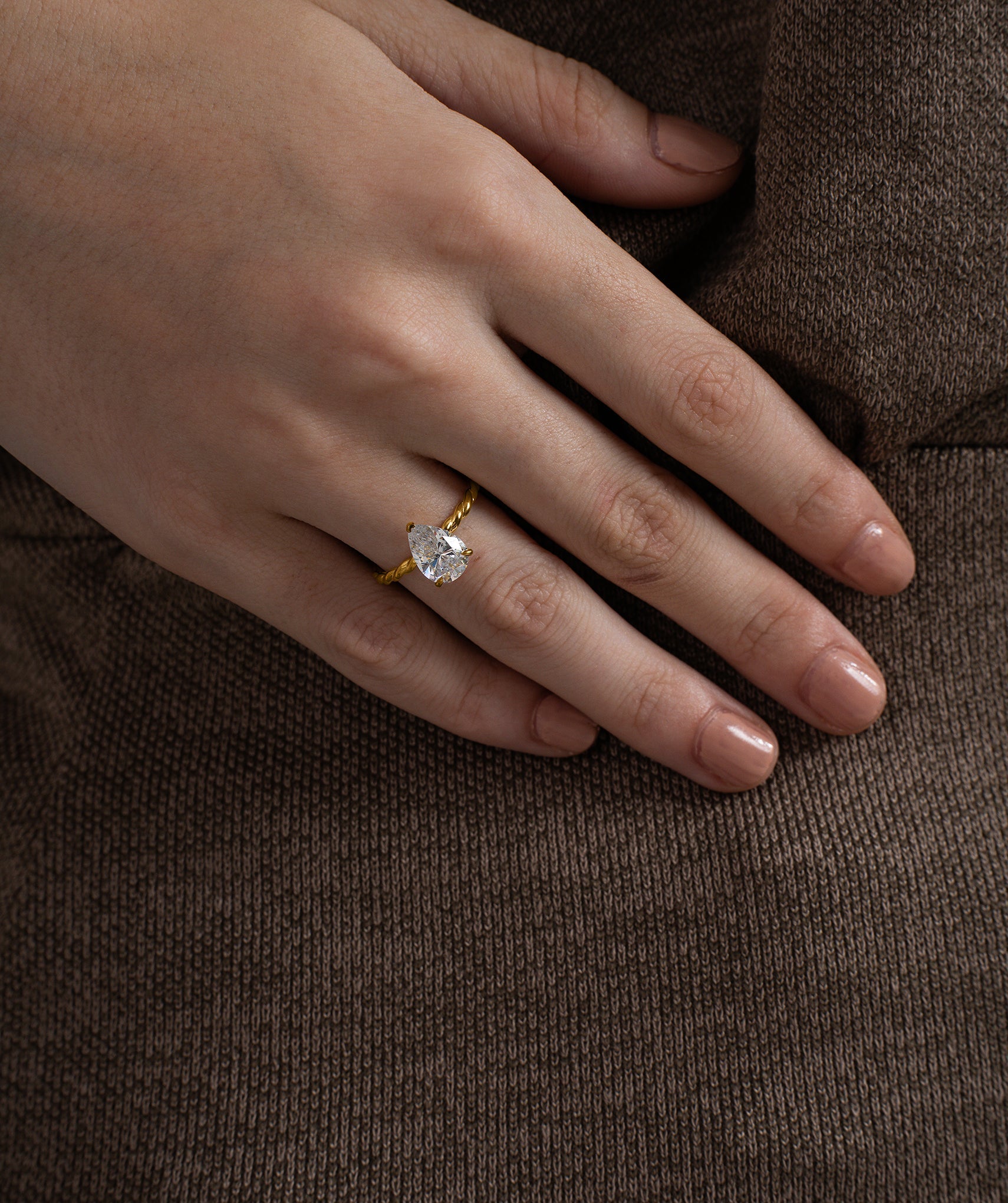 Twisted Pear Diamond Ring