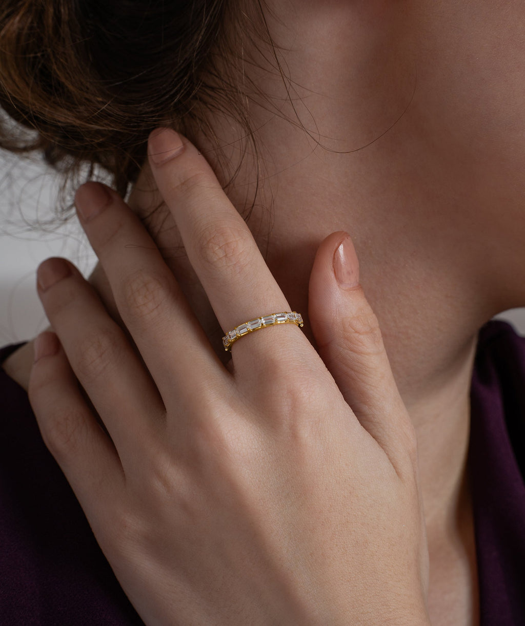 18K Gold Vermeil Emerald-Cut Eternity Band