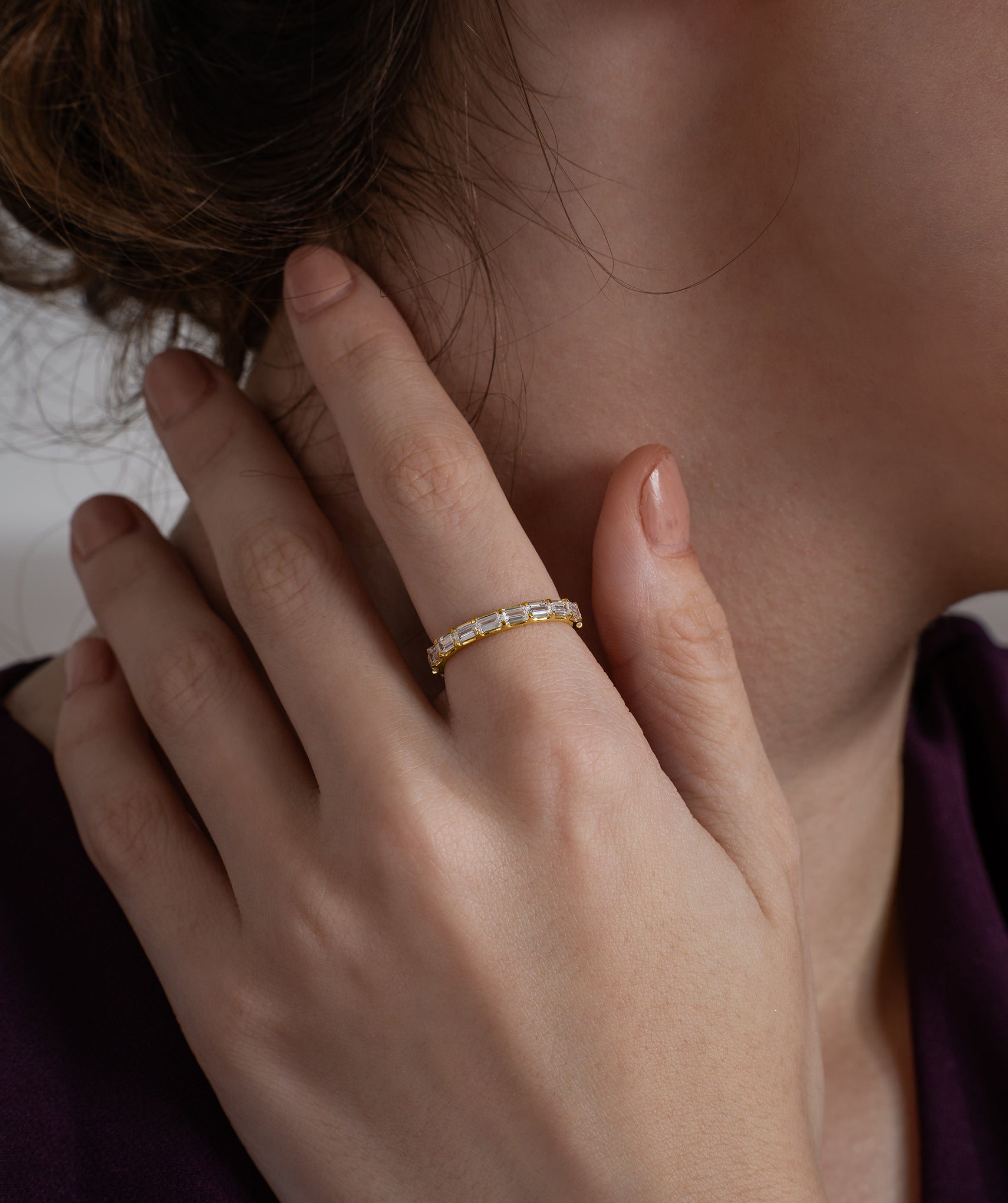 18K Gold Vermeil Emerald-Cut Eternity Band