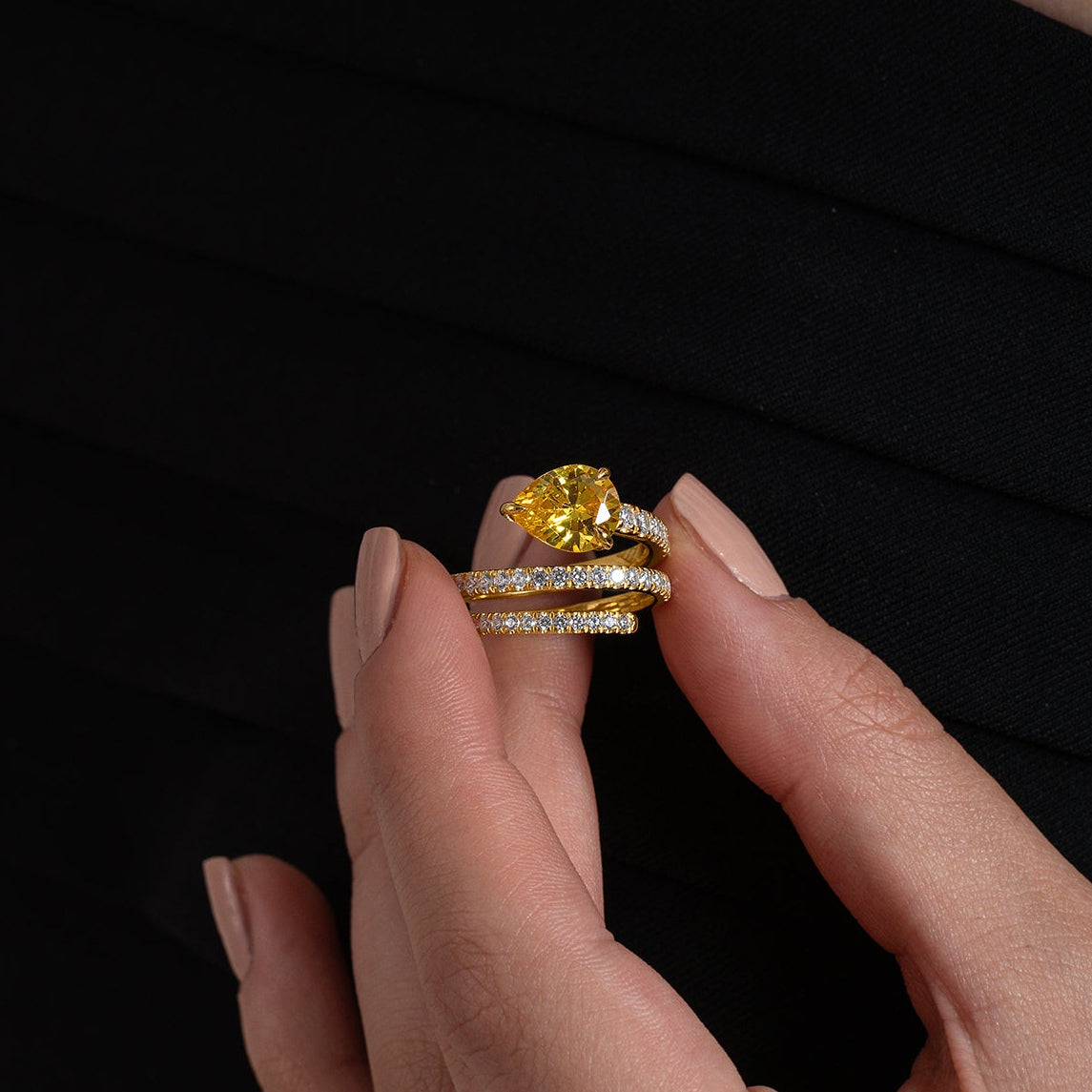 Pear Yellow Diamond Ring