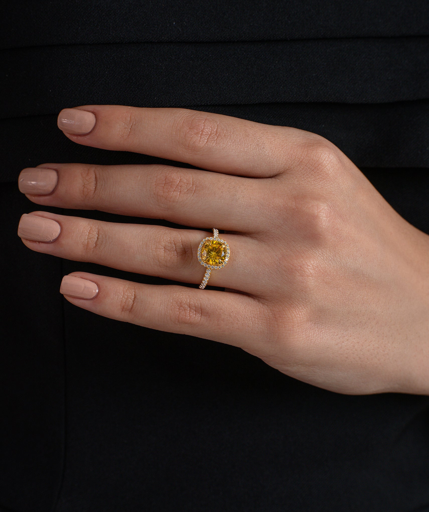 Radiant Cushion Halo Ring