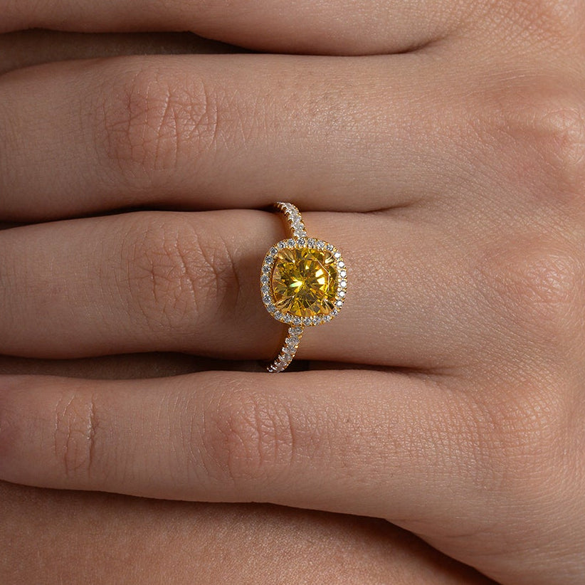 Radiant Cushion Halo Ring