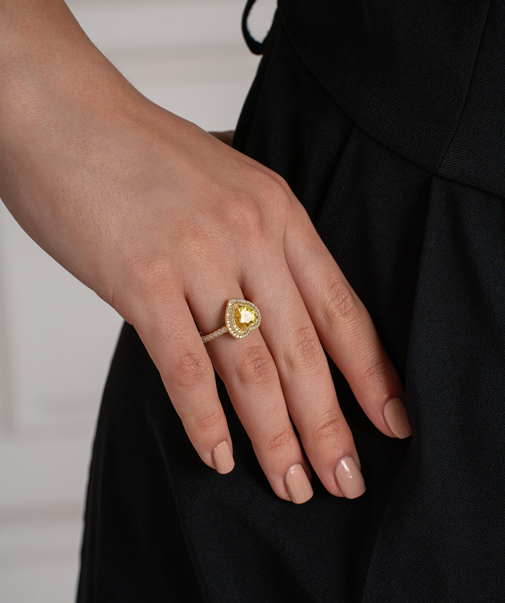 Yellow Heart Halo Ring