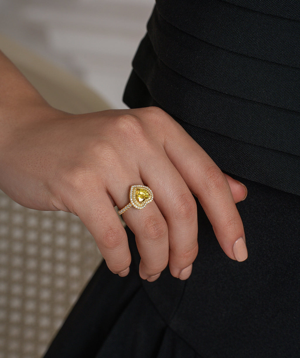 Yellow Heart Halo Ring