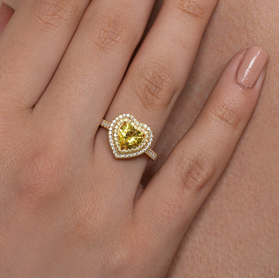 Yellow Heart Halo Ring