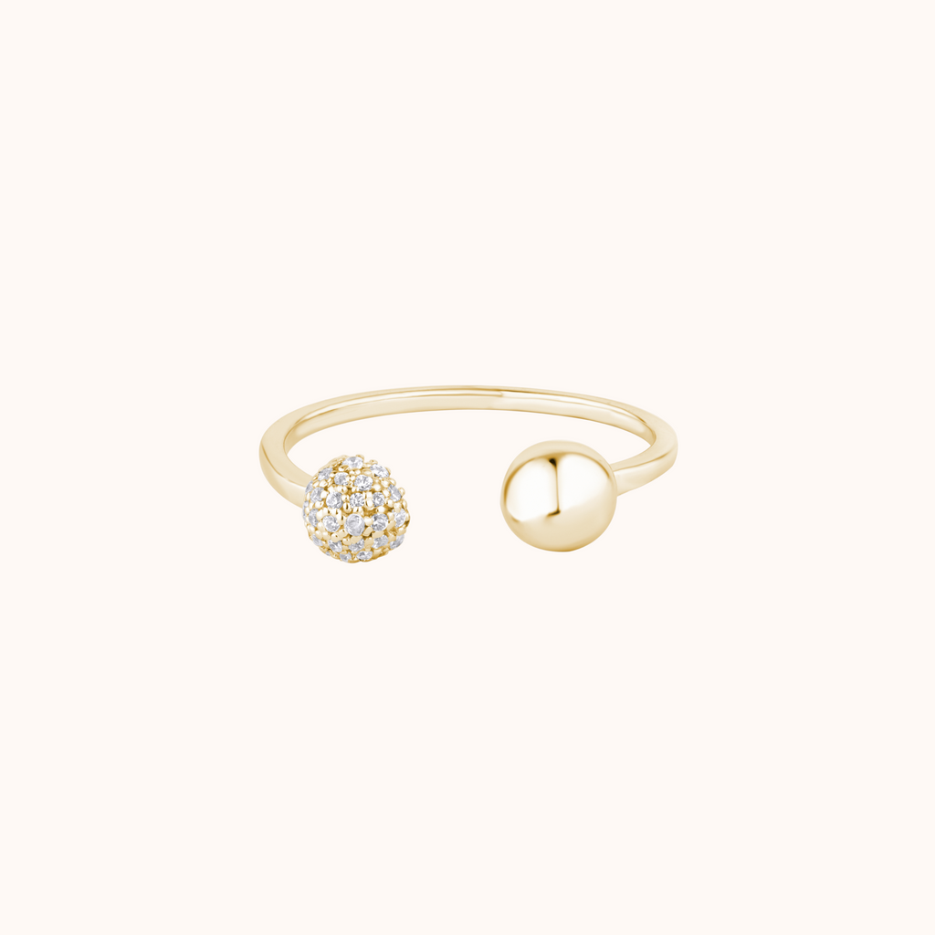 Fancy Diamond Ball Open Ring - KYMEE