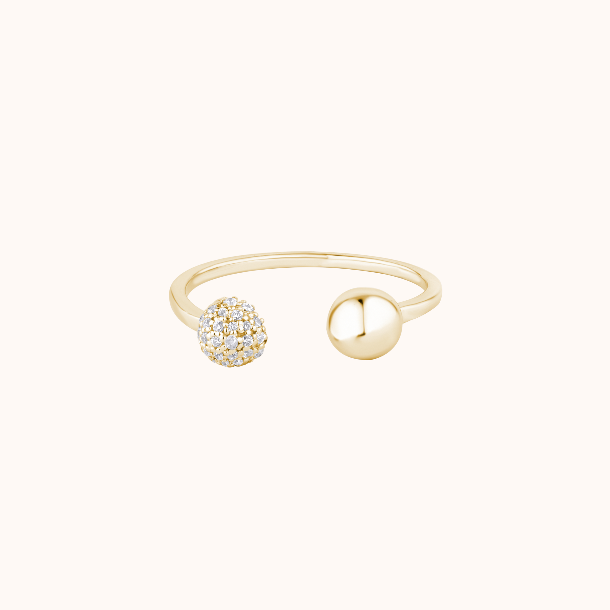 Fancy Diamond Ball Open Ring - KYMEE