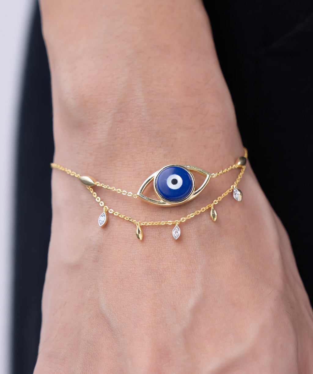 Dual Chain Eye Charm Bracelet