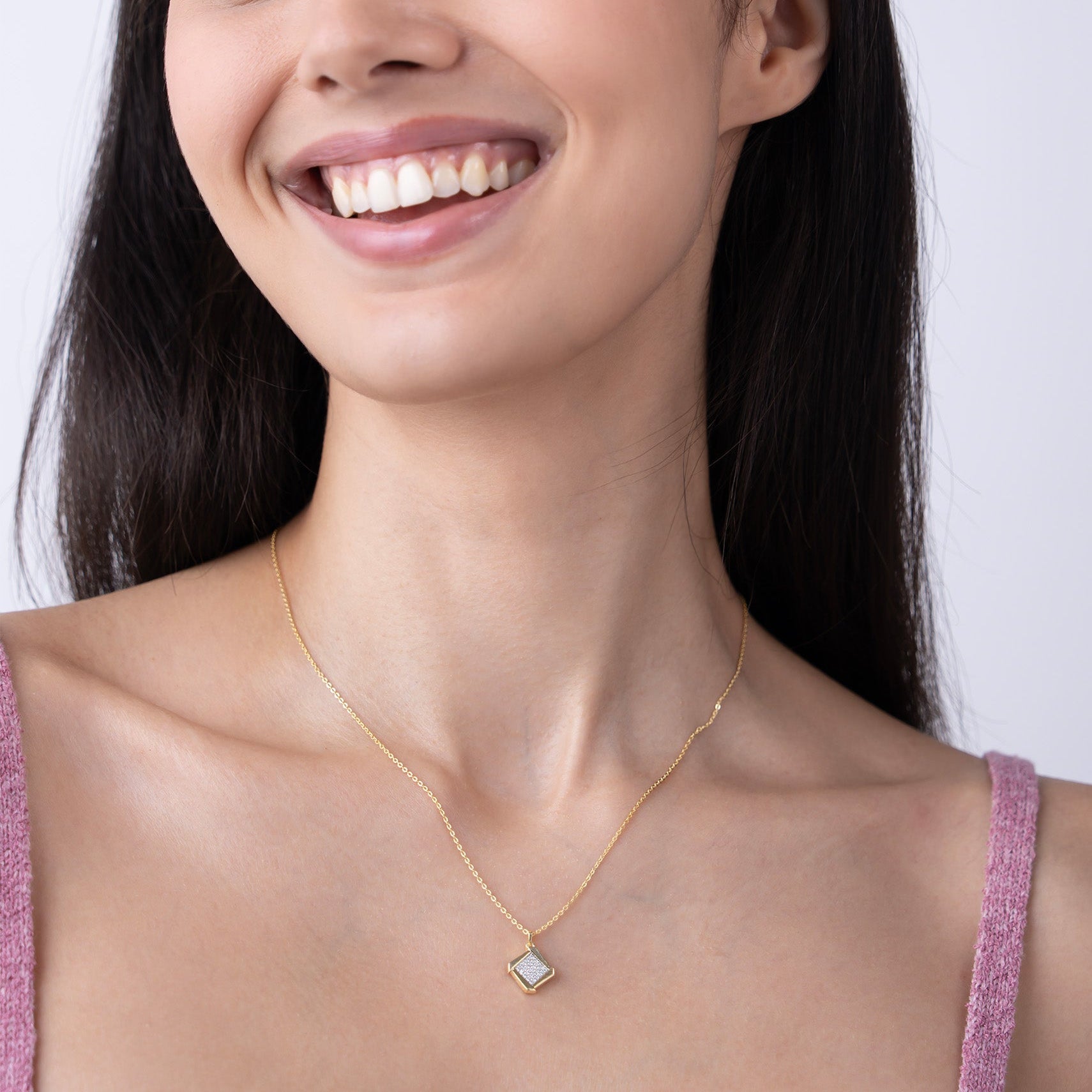 Radiant Grid Charm Necklace