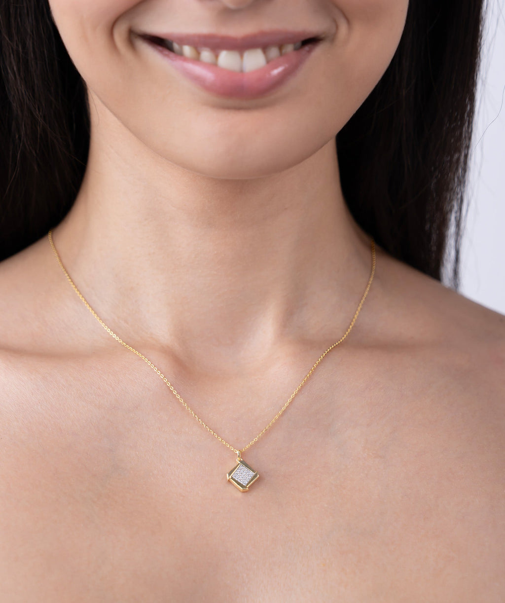 Radiant Grid Charm Necklace