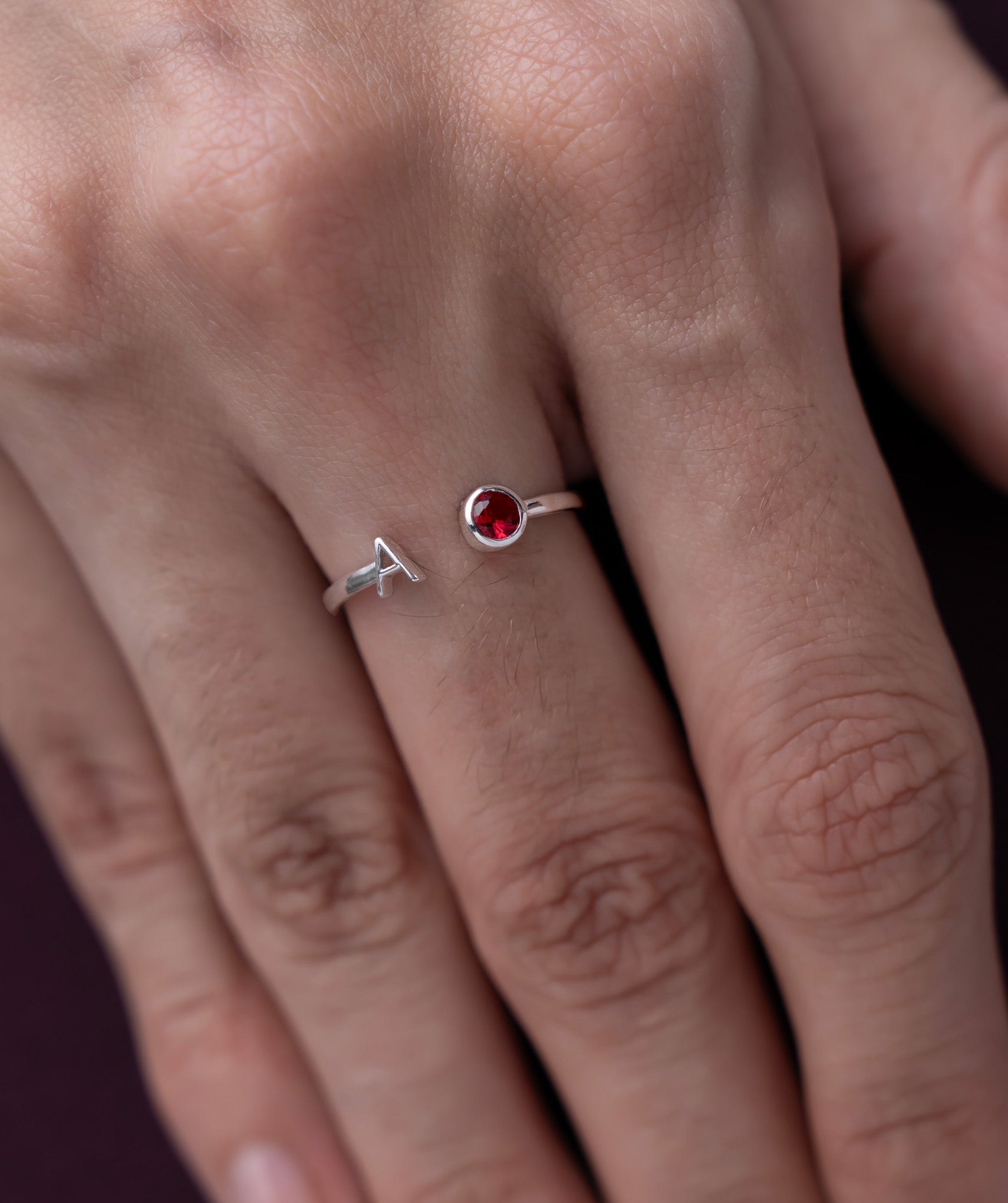 Open Ring with Letter