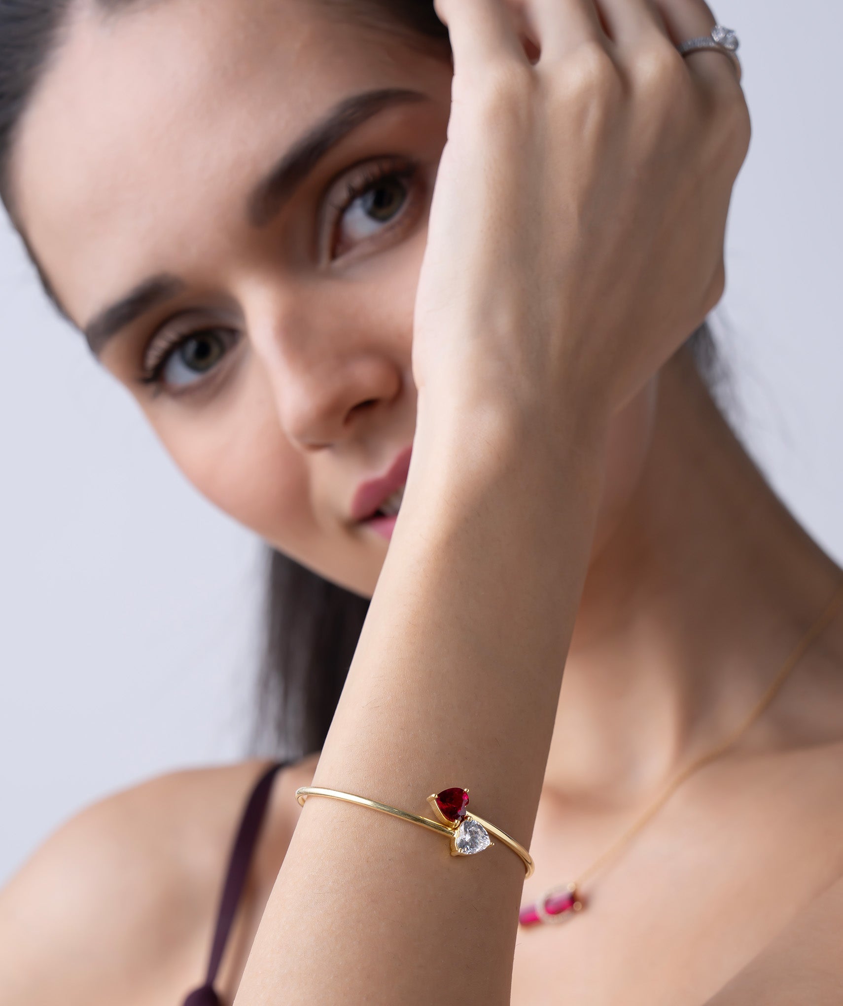 Twin Heart Open  Bangle