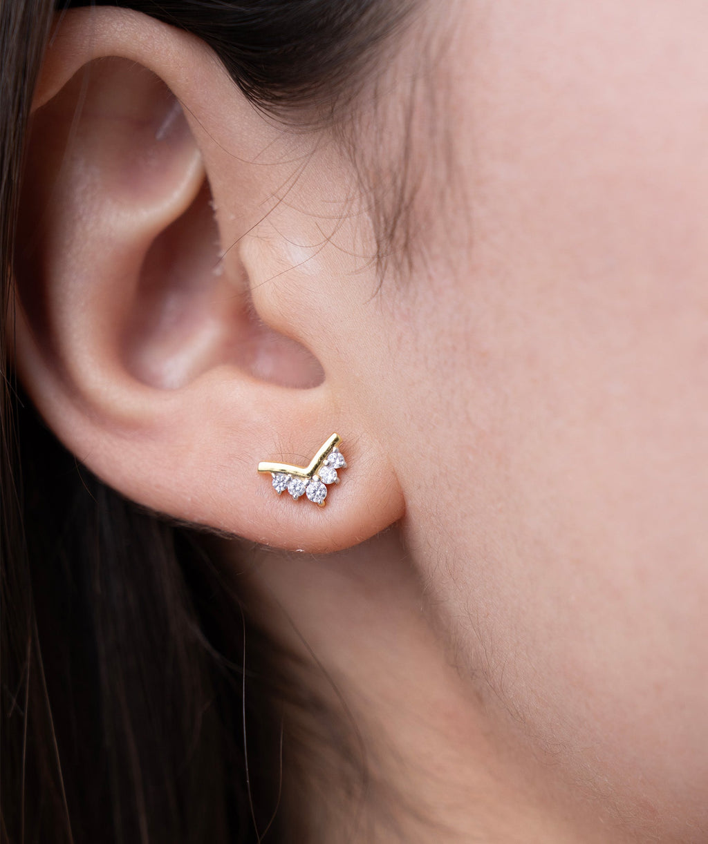 Sparkling V-Shaped Necklace & Earrings Combo Set