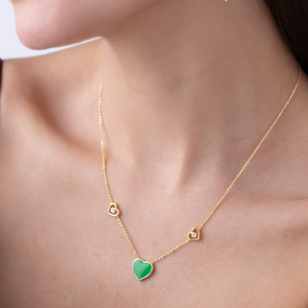 Green Enamel Heart Necklace