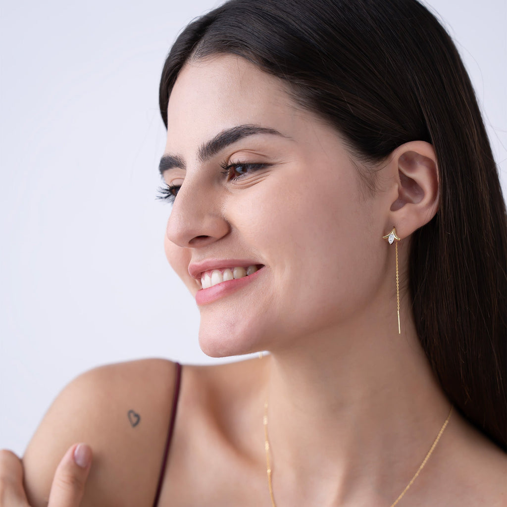 Petal Drop Threader Earrings