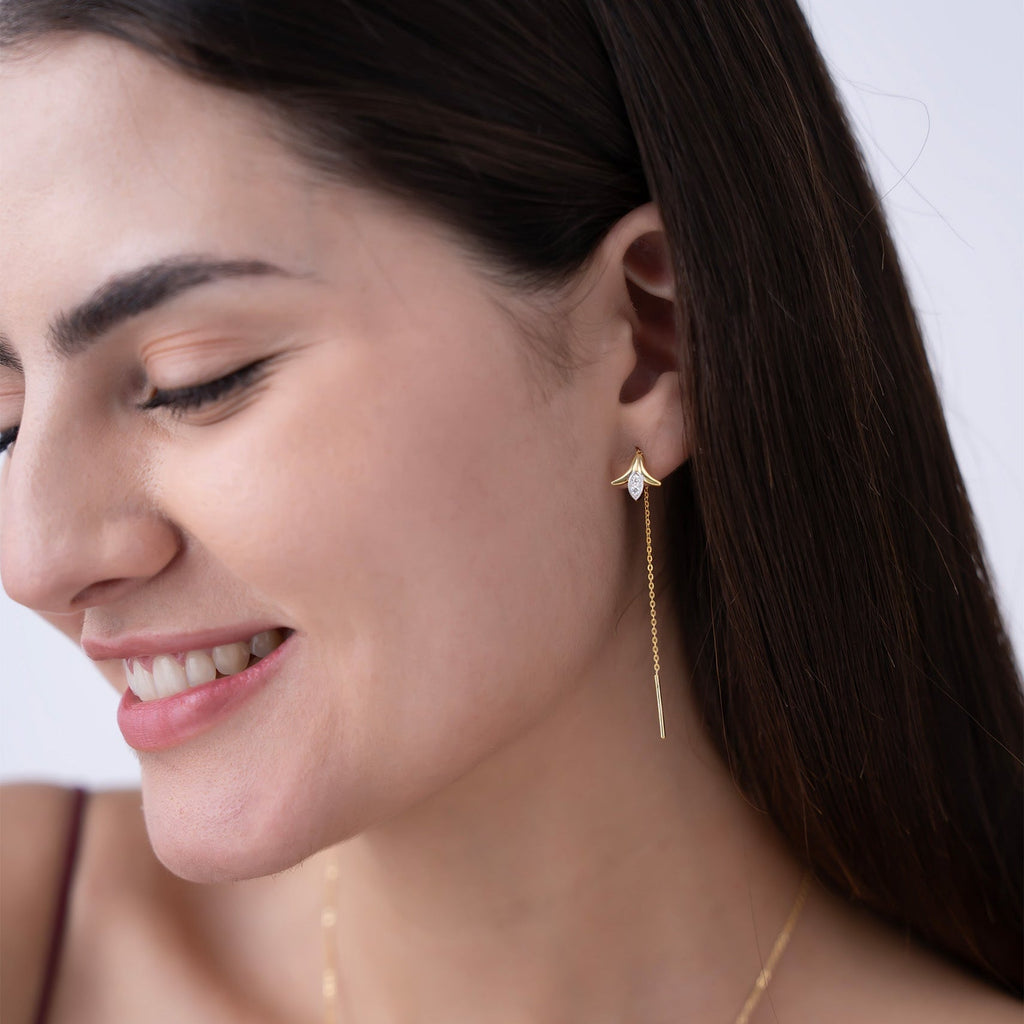 Petal Drop Threader Earrings