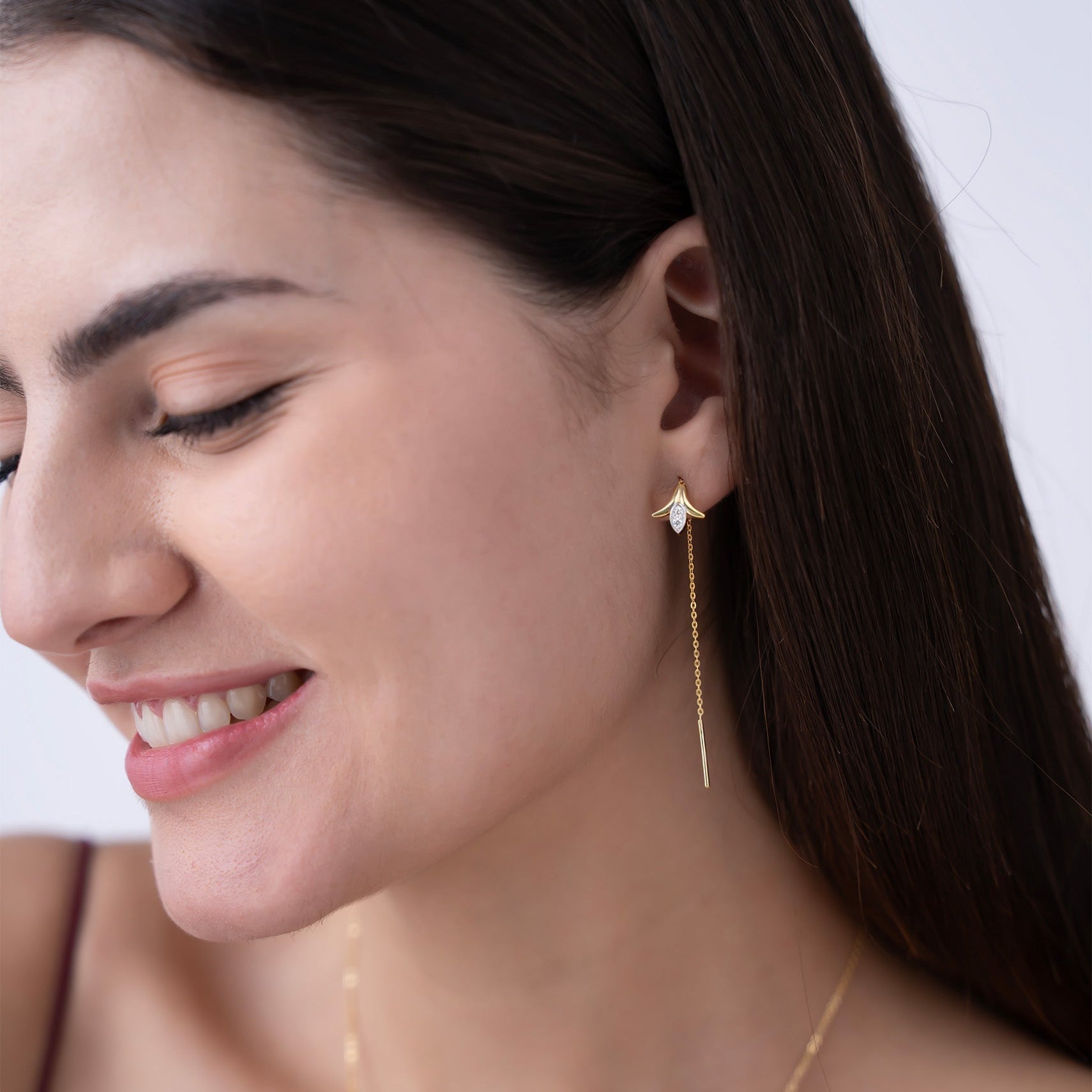 Petal Drop Threader Earrings
